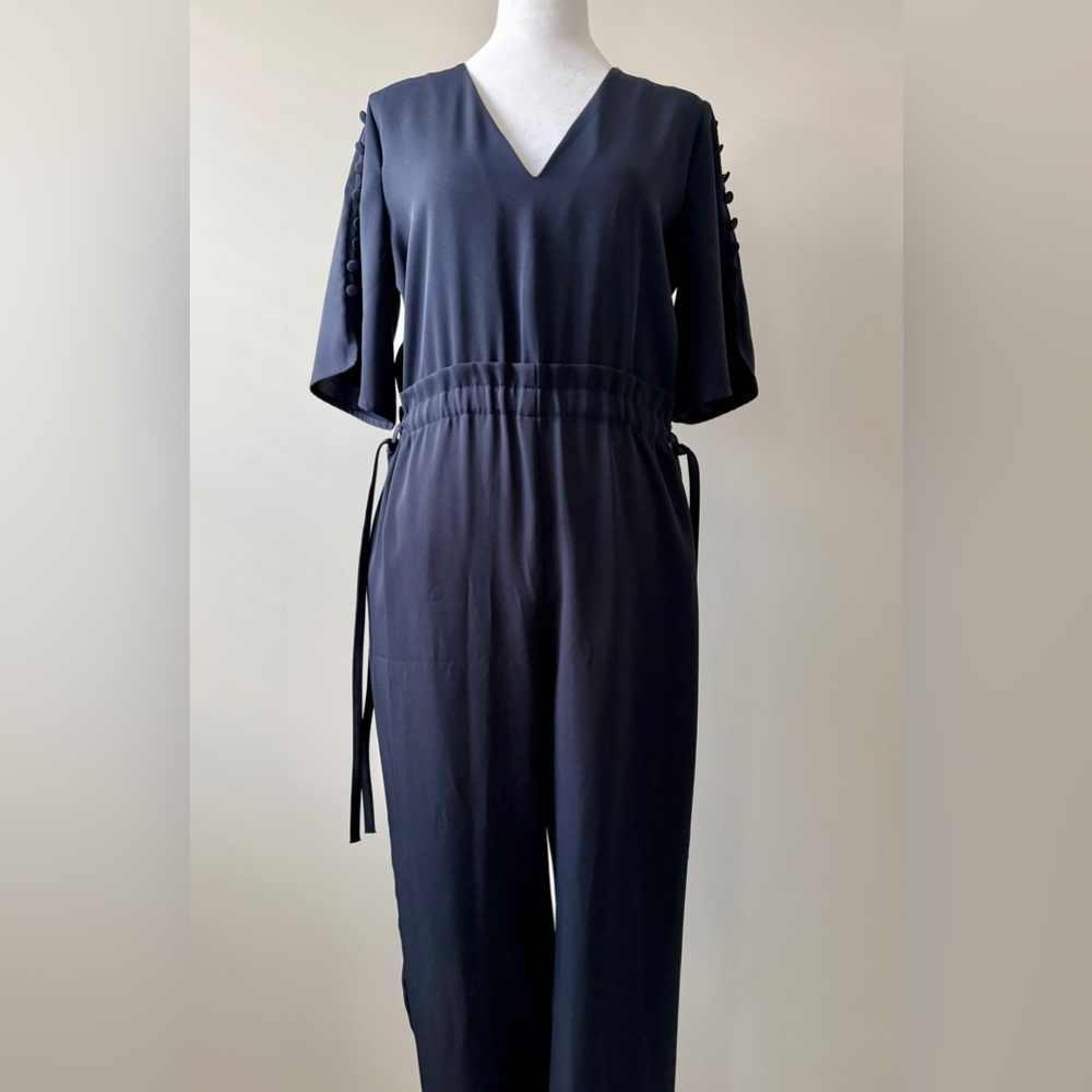 Preloved in Great Condition Zara Navy Drawstring-Waist Jumpsuit